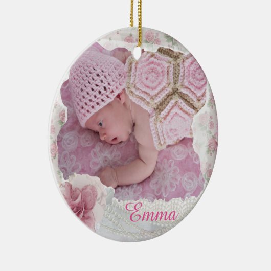  roze kerstversiering in Floral Keramisch Ornament (Rechts)