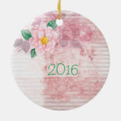  roze kerstversiering in Floral Keramisch Ornament (Achterkant)