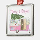  roze kerstversiering kampeertrailer metalen ornament (Links)