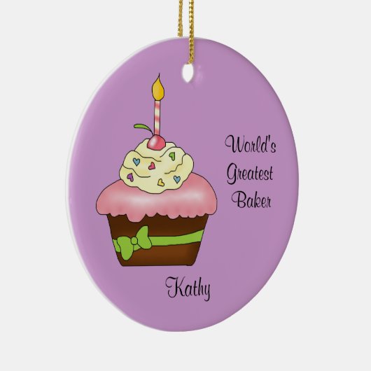 Roze kerstversiering keramisch ornament (Rechts)