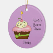 Roze kerstversiering keramisch ornament (Links)