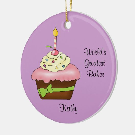 Roze kerstversiering keramisch ornament (Links)