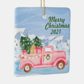 roze kerstversiering keramisch ornament (Rechts)