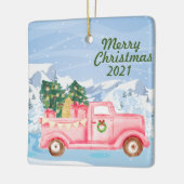 roze kerstversiering keramisch ornament (Links)