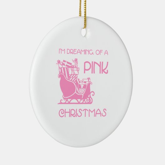 Roze kerstversiering keramisch ornament (Rechts)