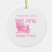 Roze kerstversiering keramisch ornament (Voorkant)