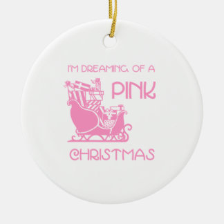 Roze kerstversiering keramisch ornament