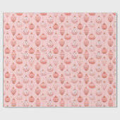 Roze Kerstversiering Kerstmis Cadeaupapier (Vlak)