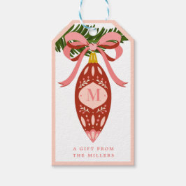 Roze kerstversiering Label met cadeau voor het roz Cadeaulabel