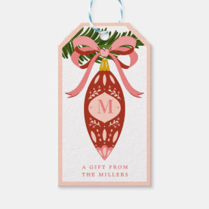 Roze kerstversiering Label met cadeau voor het roz Cadeaulabel