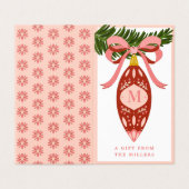 Roze kerstversiering Label met cadeau voor het roz Kaart (Buitenkant ongevouwen)