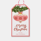Roze kerstversiering Label met kerstcadeau Cadeaulabel (Voorkant)