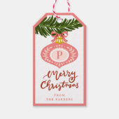Roze kerstversiering Label met kerstcadeau Cadeaulabel (Voorkant)