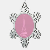Roze kerstversiering met de Eiffeltoren Tin Sneeuwvlok Ornament (Rechts)