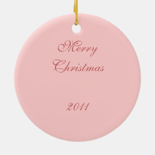 Roze kerstversiering met paddenstoel keramisch ornament (Achterkant)