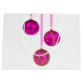 Roze kerstversiering met ronde bal Grote cadeautas (Voorkant)