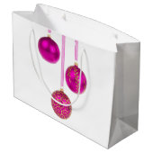 Roze kerstversiering met ronde bal Grote cadeautas (Achterkant Gekanteld)