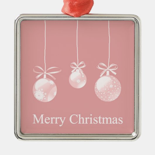 Roze kerstversiering metalen ornament (Voorkant)