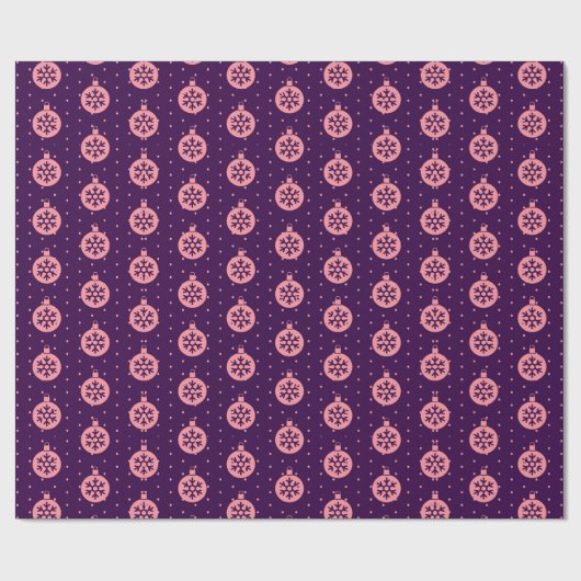 Roze kerstversiering op de Paarse moderne vakantie Cadeaupapier (Vlak)