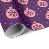 Roze kerstversiering op de Paarse moderne vakantie Cadeaupapier (Rol Hoek)