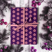 Roze kerstversiering op de Paarse moderne vakantie Cadeaupapier