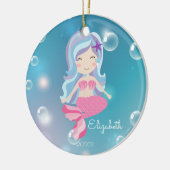 Roze kerstversiering op maat van Mermaid Keramisch Ornament (Links)