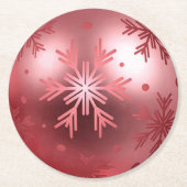 Roze kerstversiering ronde kartonnen onderzetter (Voorkant)