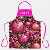  roze kerstversiering Sneeuwvlokken Sterren Schort (Voorkant)