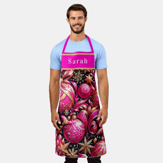  roze kerstversiering Sneeuwvlokken Sterren Schort (Gedragen)