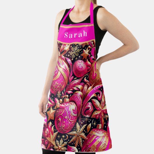  roze kerstversiering Sneeuwvlokken Sterren Schort (Insitu)