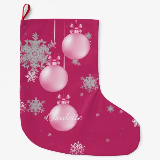 Roze kerstversiering stoppen grote kerstsok (Voorkant)