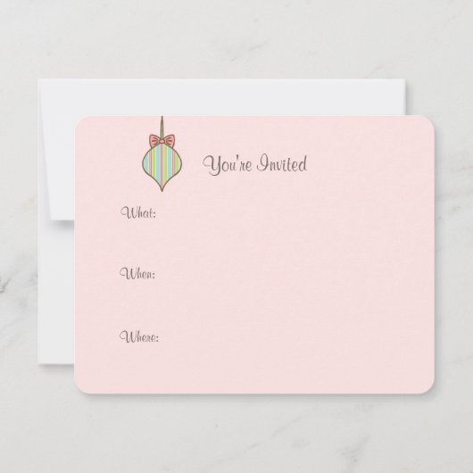 Roze Kerstversiering Uitnodigingen (Achterkant)