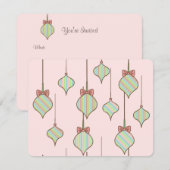 Roze Kerstversiering Uitnodigingen (Voorkant / Achterkant)