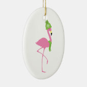 Roze kerstversiering van de winter van Flamingo Keramisch Ornament (Rechts)