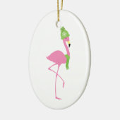 Roze kerstversiering van de winter van Flamingo Keramisch Ornament (Links)