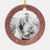 Roze kerstversiering van het Lijst Glitter op fees Keramisch Ornament (Voorkant)