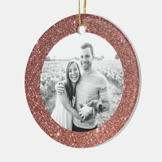 Roze kerstversiering van het Lijst Glitter op fees Keramisch Ornament (Links)