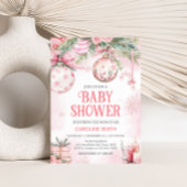 Roze Kerstversiering Winter Baby shower Kaart