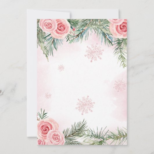 Roze Kerstversiering Winter Baby shower Kaart (Achterkant)