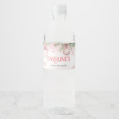 Roze Kerstversiering Winter Baby shower Waterfles Etiket (Voorkant)