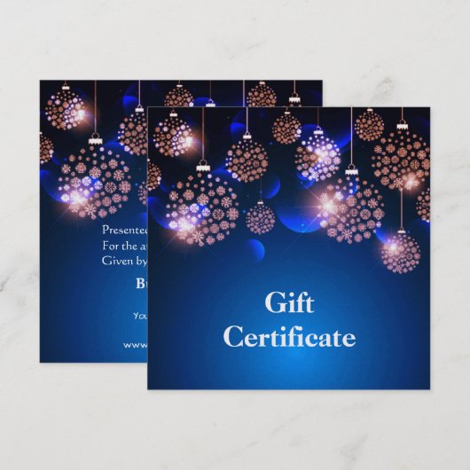 Roze kerstversieringen - Kaart met cadeaubon (Voorkant / Achterkant)