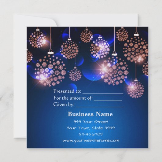 Roze kerstversieringen - Kaart met cadeaubon (Achterkant)