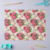 Roze kerstversieringen met roze kleuren op houtont tissuepapier (Craft)