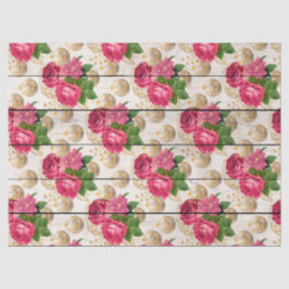 Roze kerstversieringen met roze kleuren op houtont tissuepapier