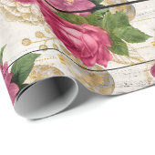 Roze kerstversieringen op hout cadeaupapier (Rol Hoek)