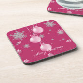 Roze kerstversieringsbeverage Coaster Bier Onderzetter (Linkerzijde)