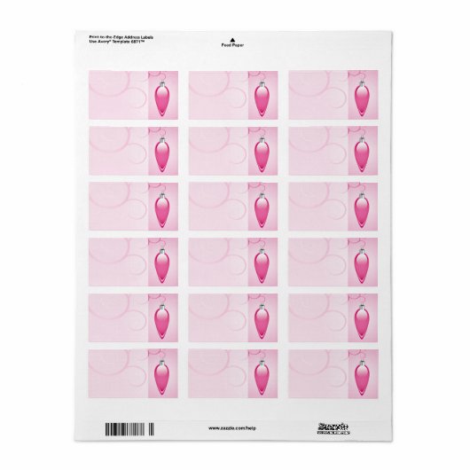 Roze kerstversieringsetiketten etiket (Full Sheet)