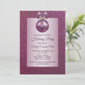 Roze kerstversieringsfeest Feestdagen Glitter Kaart (Staand voorkant)