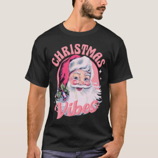  roze kerstvibes Funny Pink Santa T-shirt