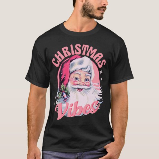 roze kerstvibes Funny Pink Santa T-shirt (Voorkant)